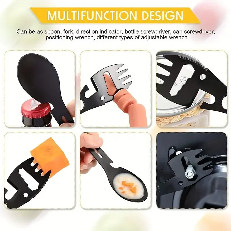 2026 NEW1PCS-Lightweight Outdoor Fork Spoon Camping Tool with Bottle Opener Versatile Survival Tactical Utility for Easy Dining.