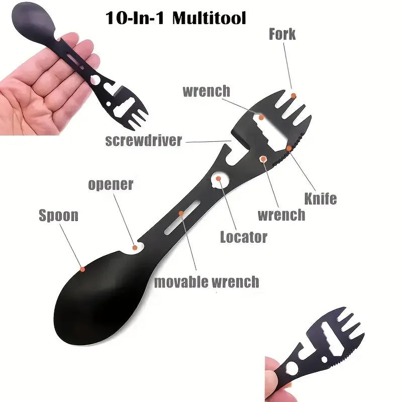 2026 NEW1PCS-Lightweight Outdoor Fork Spoon Camping Tool with Bottle Opener Versatile Survival Tactical Utility for Easy Dining.