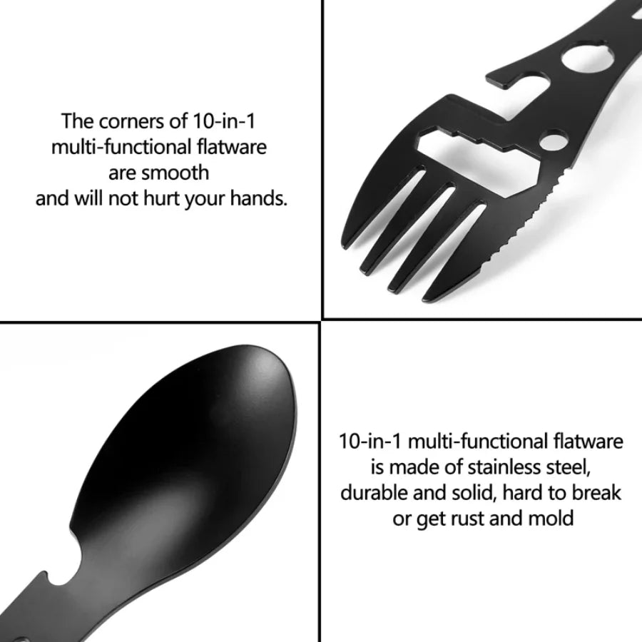2026 NEW1PCS-Lightweight Outdoor Fork Spoon Camping Tool with Bottle Opener Versatile Survival Tactical Utility for Easy Dining.