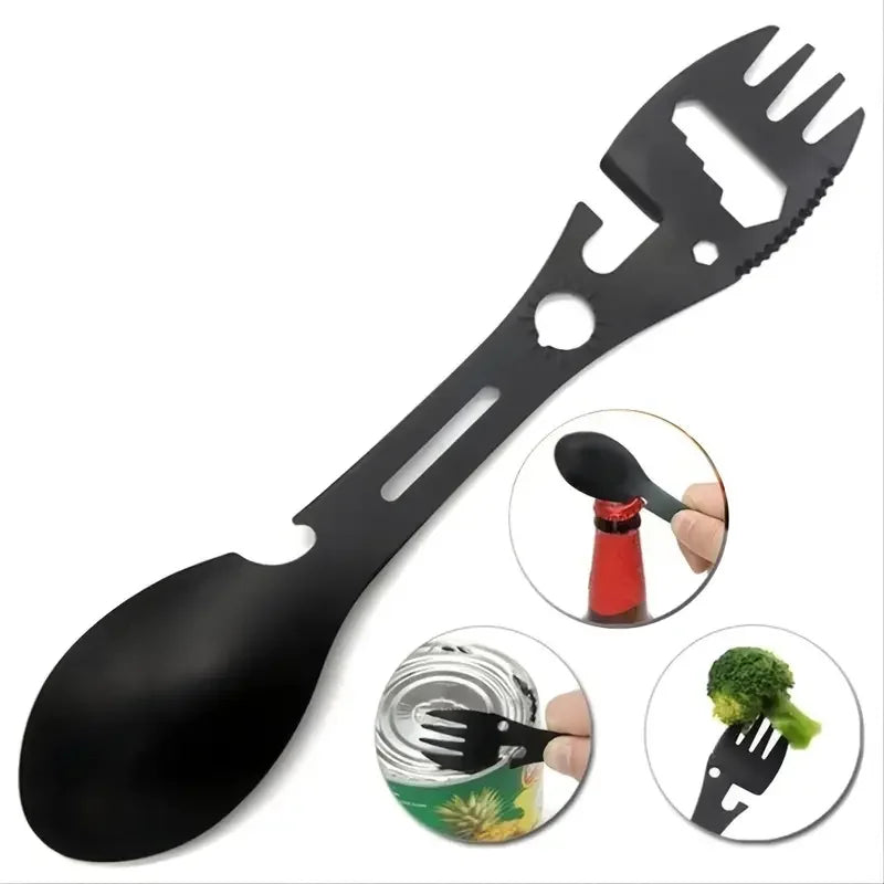 2026 NEW1PCS-Lightweight Outdoor Fork Spoon Camping Tool with Bottle Opener Versatile Survival Tactical Utility for Easy Dining.