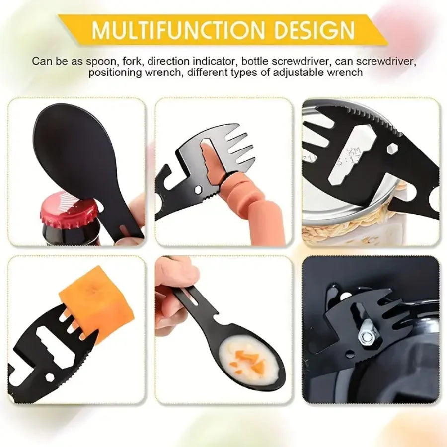 2026 NEW1PCS-Lightweight Outdoor Fork Spoon Camping Tool with Bottle Opener Versatile Survival Tactical Utility for Easy Dining.